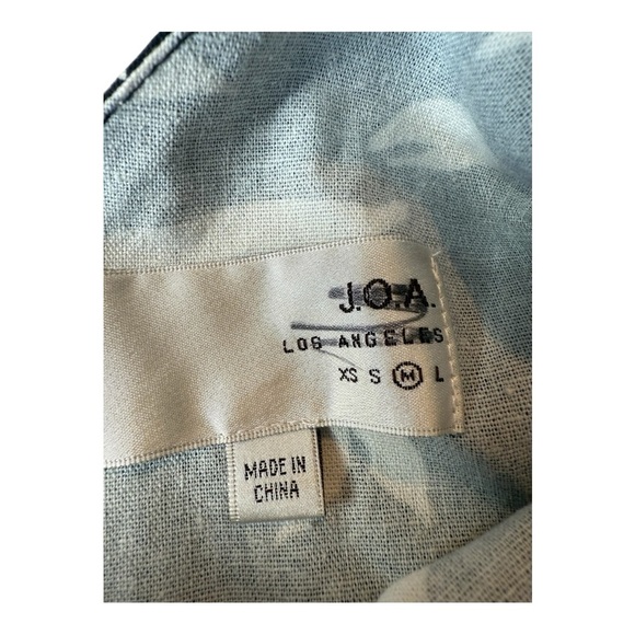 J.O.A Linen Floral Romper Dark Blue White 100% Linen Sleeveless Ruffle Overlay M - Picture 14 of 16